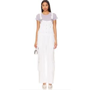 BlankNYC Overalls Womens Size Large White Cargo Y2K Style Baggy Utility Street‎